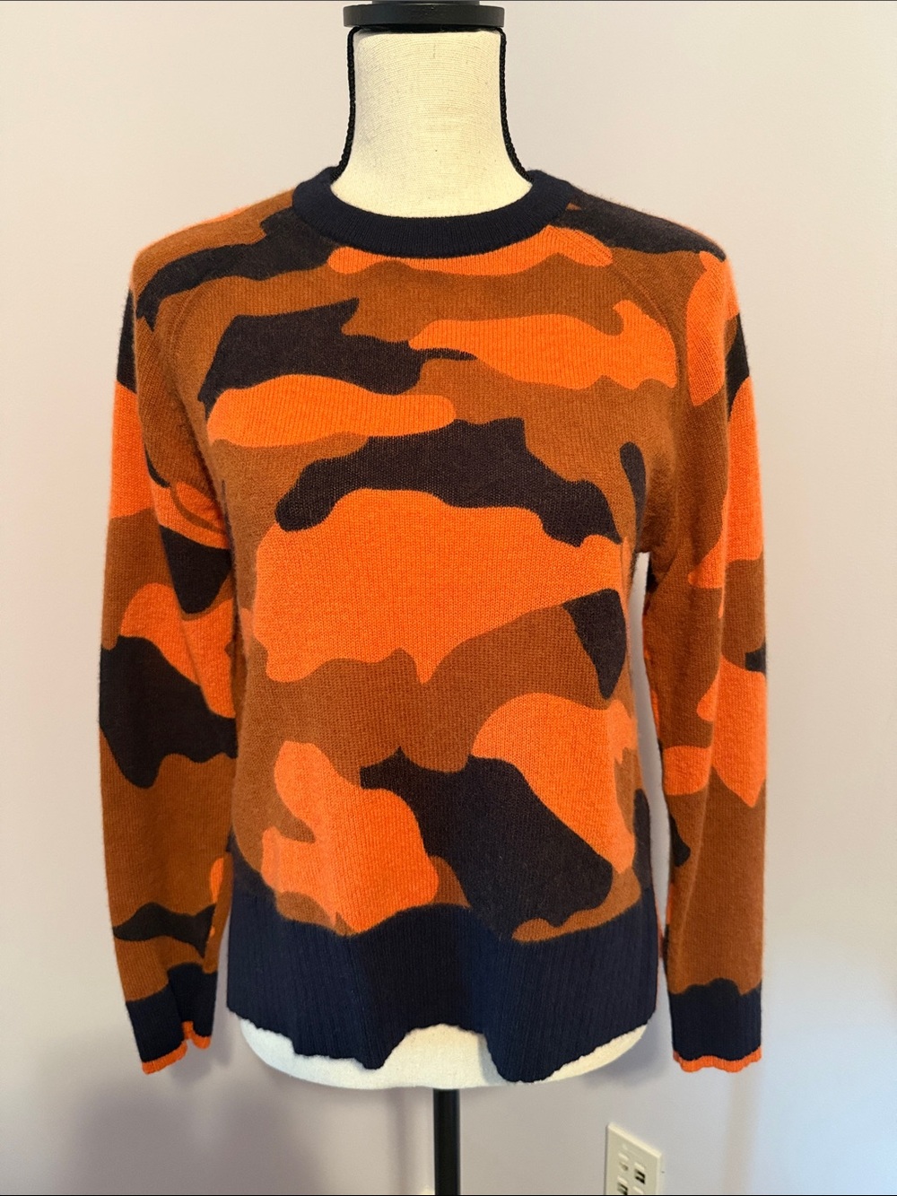 Women's Alashan Cashmere Orange Camo Crewneck Sweater